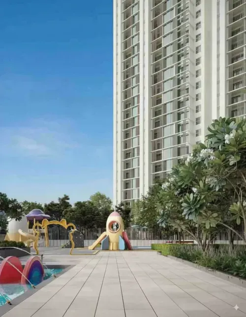 Prestige Horizon Heights arrival driveway and tower frontage